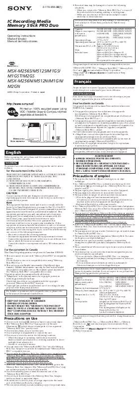 Mode d'emploi SONY MSX-M1GST