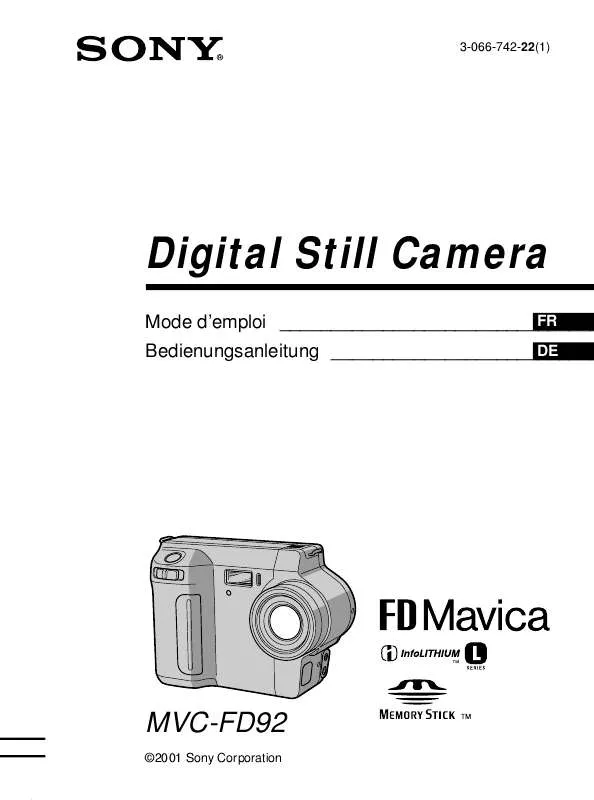 Mode d'emploi SONY MAVICA MVC-FD92