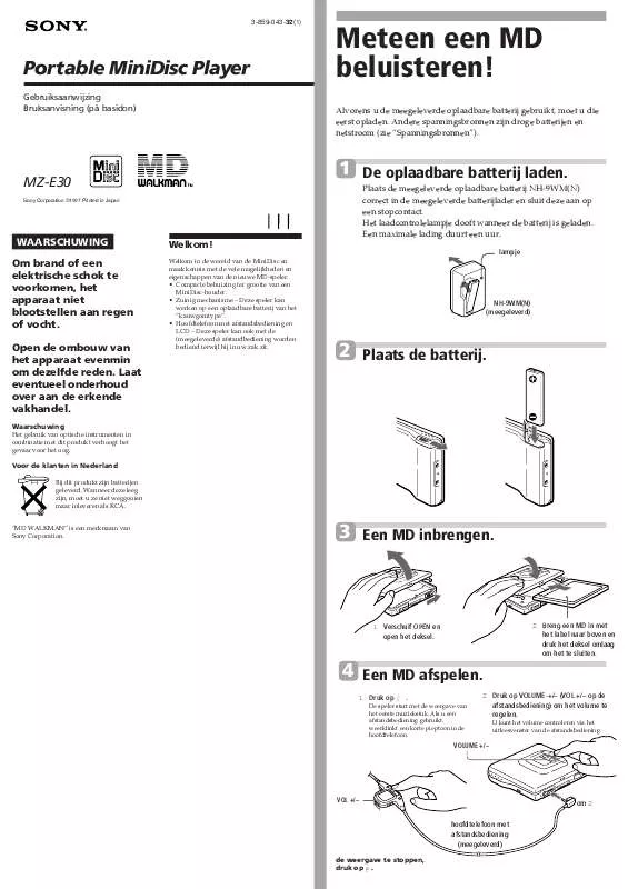 Mode d'emploi SONY MZ-E30