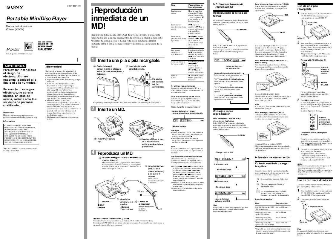 Mode d'emploi SONY MZ-E32