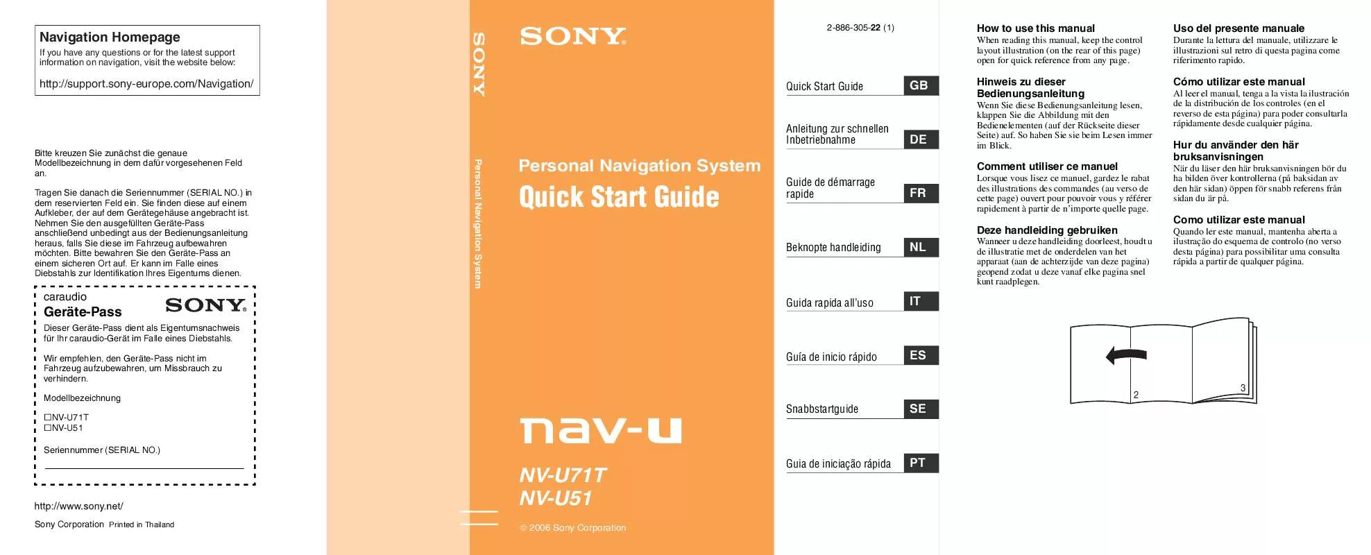 Mode d'emploi SONY NV-U51A