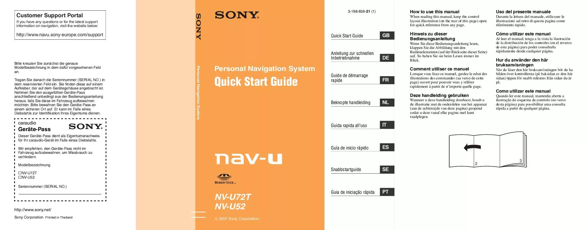 Mode d'emploi SONY NV-U52F