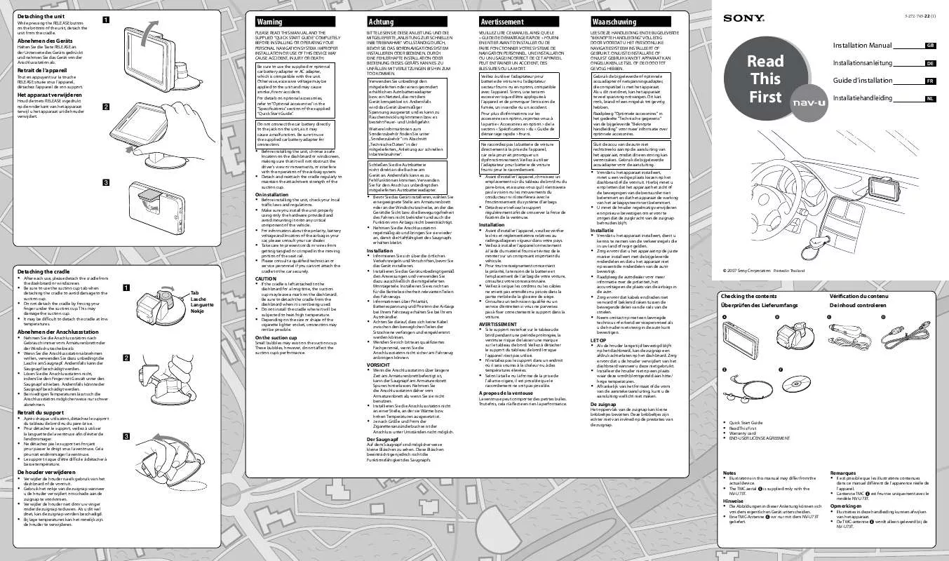 Mode d'emploi SONY NV-U73TC