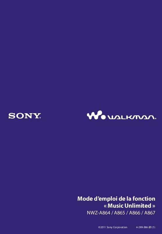 Mode d'emploi SONY NWZ-A866