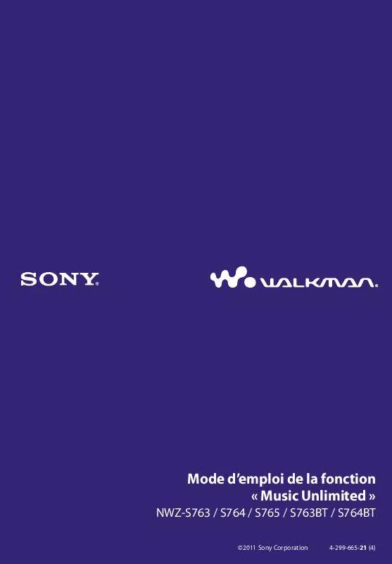 Mode d'emploi SONY NWZ-S765