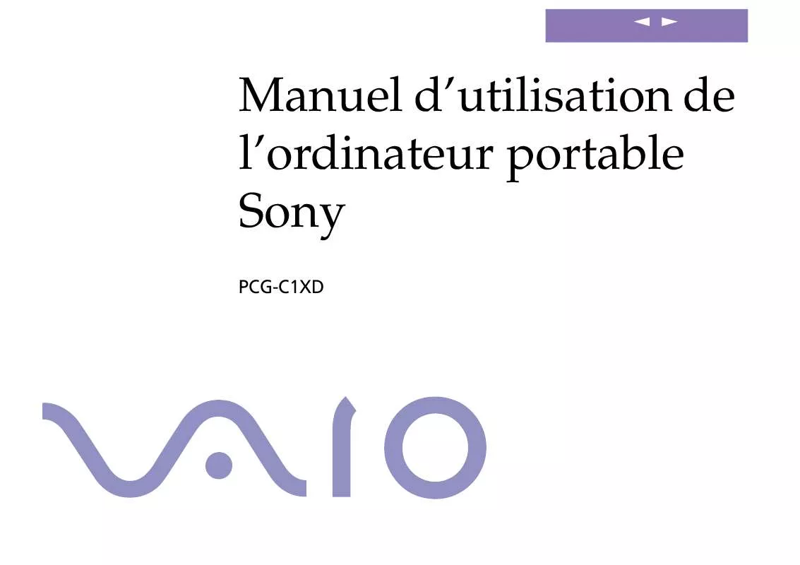 Mode d'emploi SONY PCG-C1XD