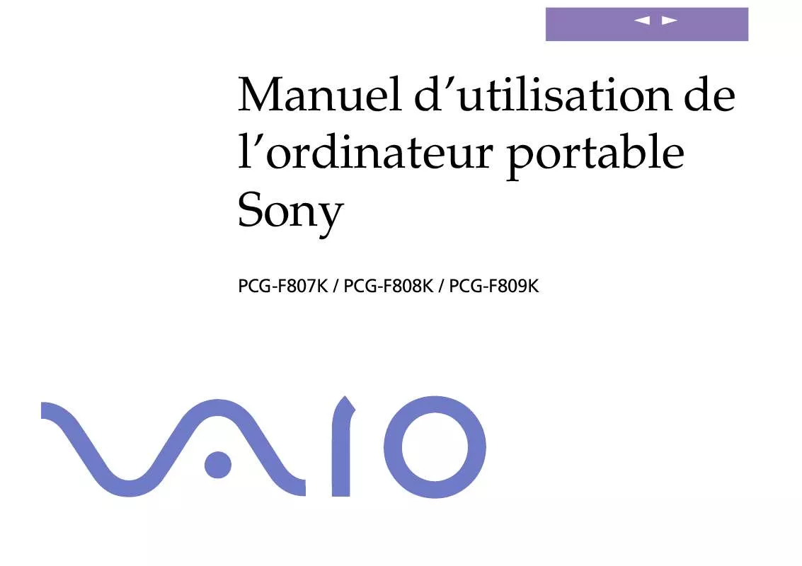 Mode d'emploi SONY PCG-F808K