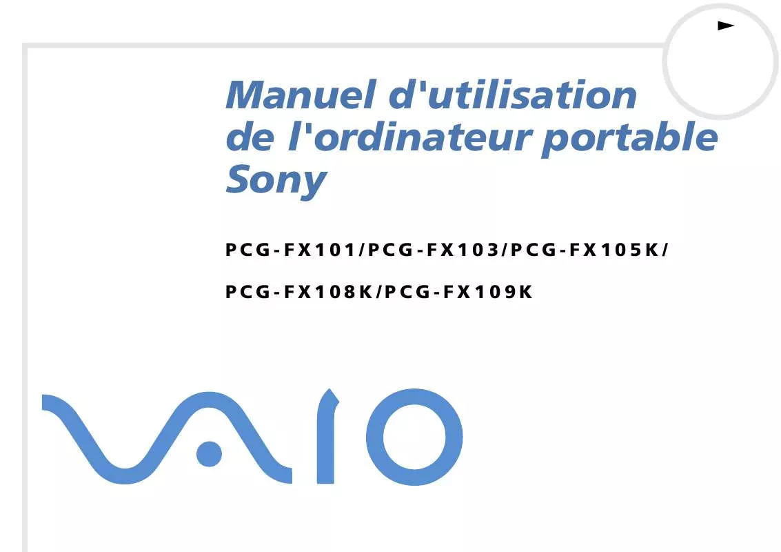 Mode d'emploi SONY PCG-FX105K