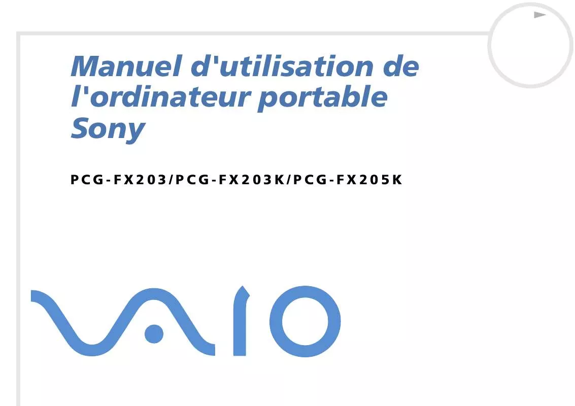 Mode d'emploi SONY PCG-FX205K