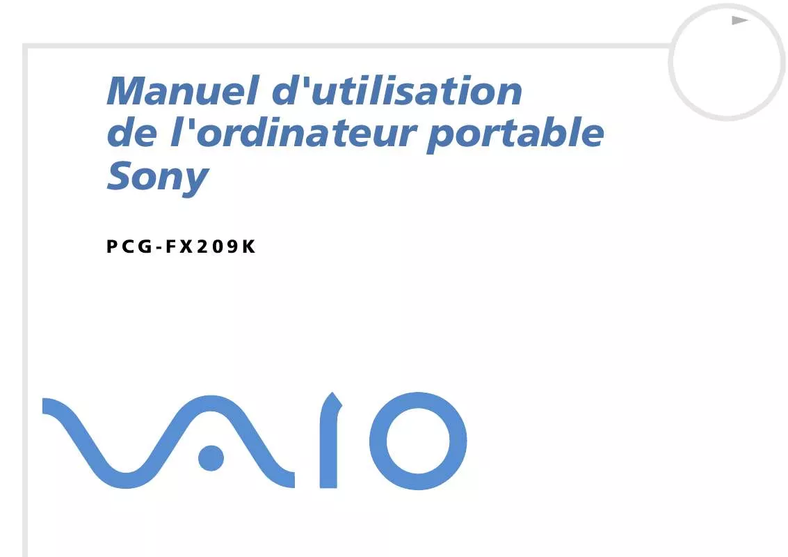 Mode d'emploi SONY PCG-FX209K