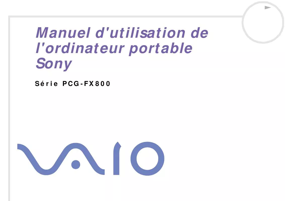 Mode d'emploi SONY PCG-FX801