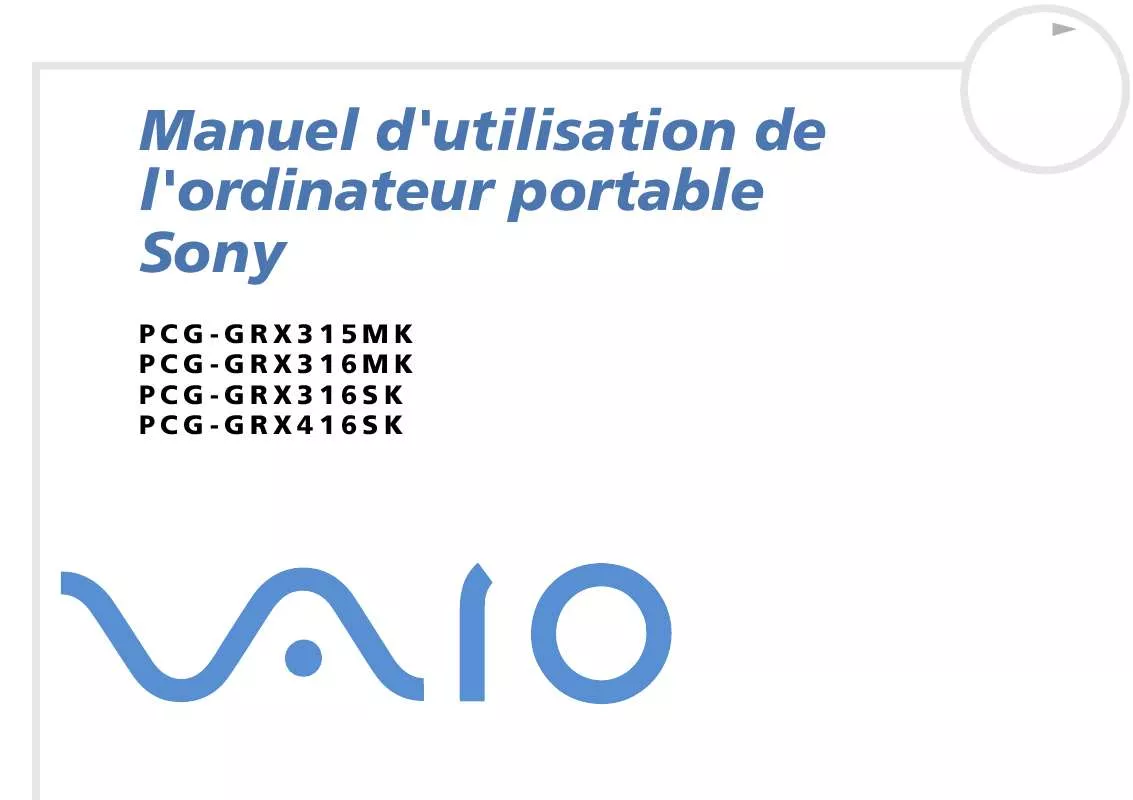 Mode d'emploi SONY PCG-GRX315MK