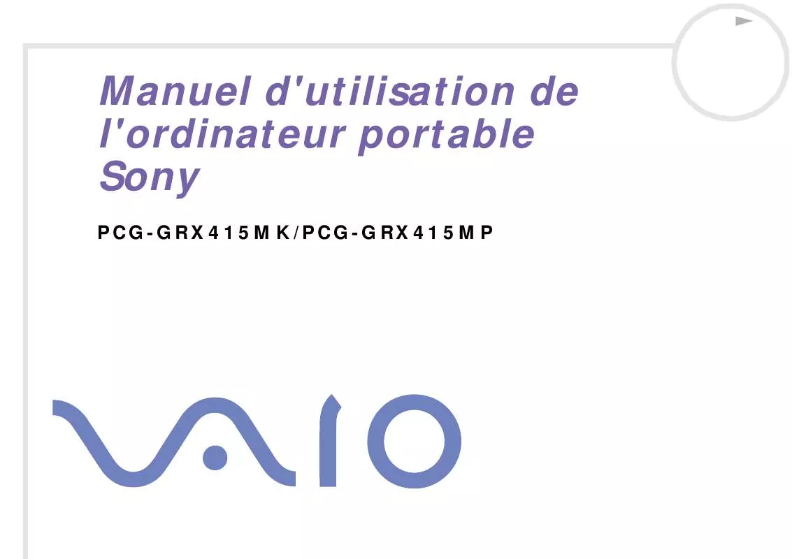 Mode d'emploi SONY PCG-GRX415MK