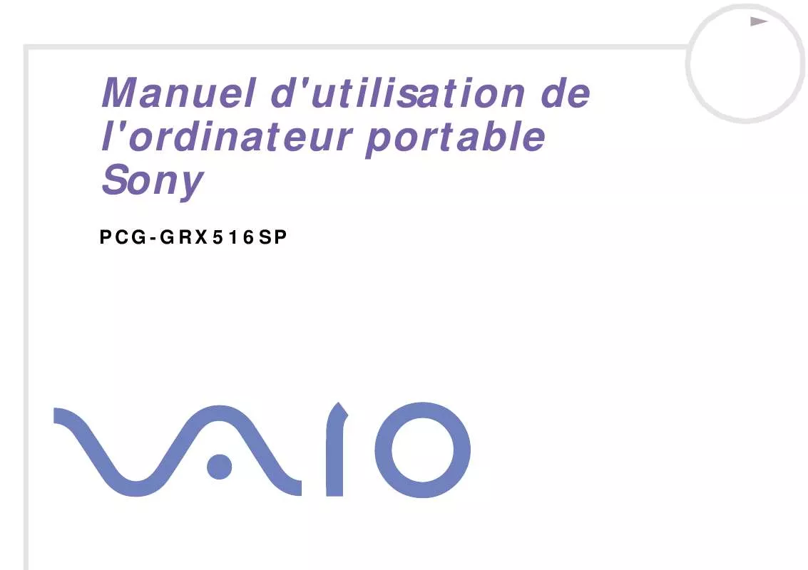 Mode d'emploi SONY PCG-GRX516SP