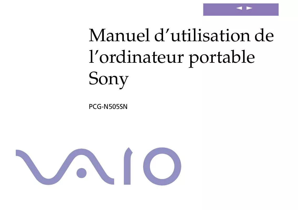 Mode d'emploi SONY PCG-N505SN