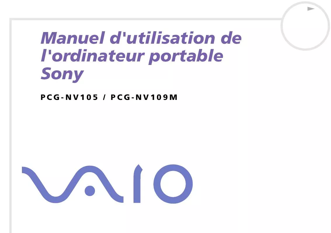 Mode d'emploi SONY PCG-NV105