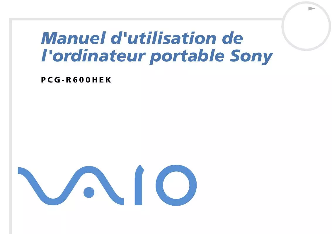 Mode d'emploi SONY PCG-R600HEK