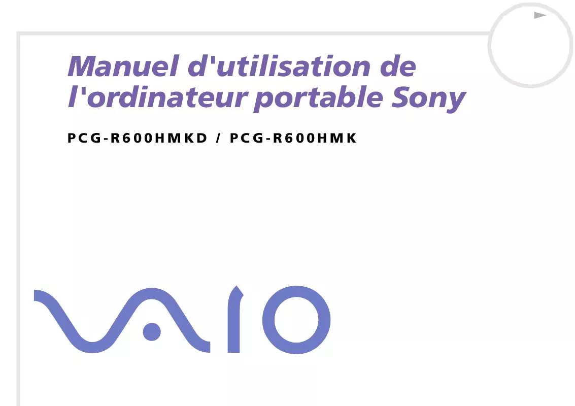 Mode d'emploi SONY PCG-R600HMK