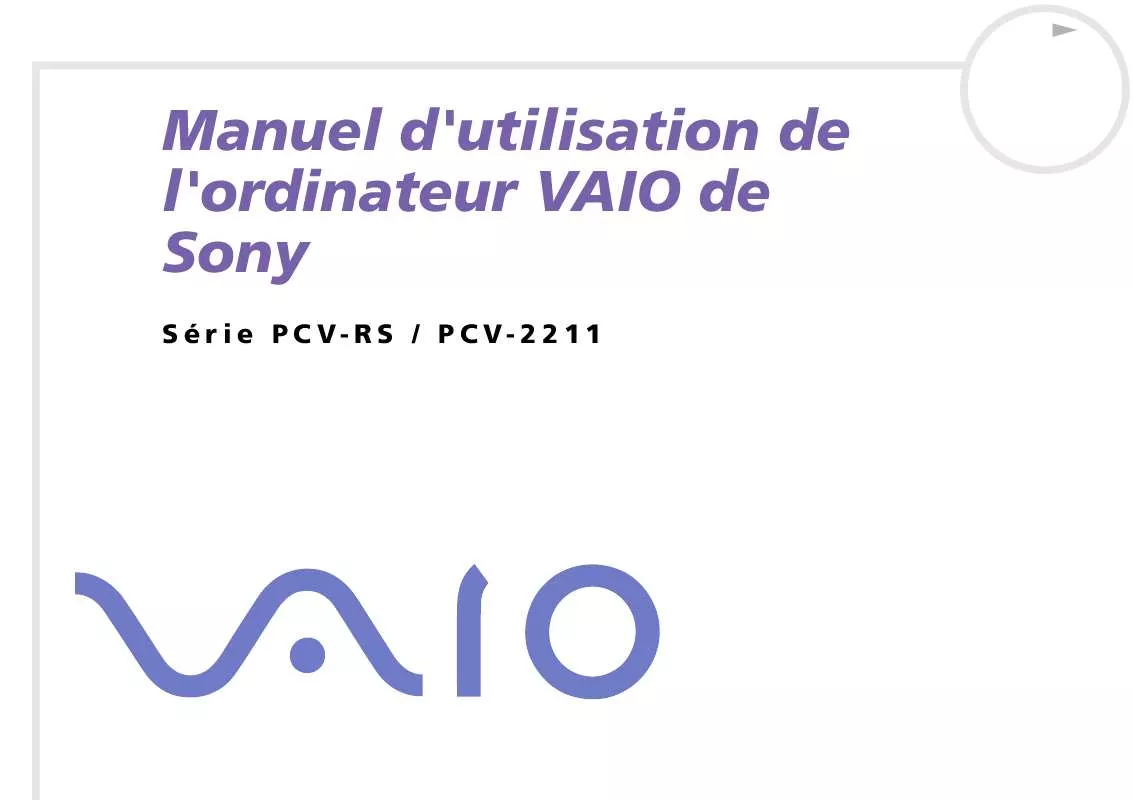 Mode d'emploi SONY PCV-RS123