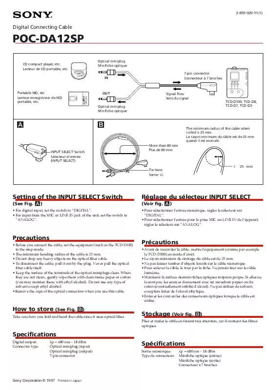 Mode d'emploi SONY POC-DA12SP