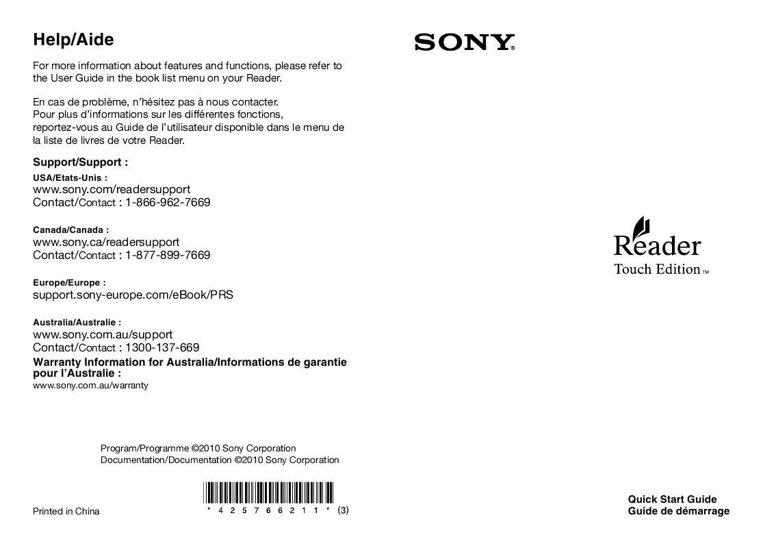 Mode d'emploi SONY PRS-650BC