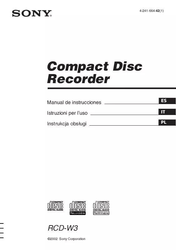 Mode d'emploi SONY RCD-W3