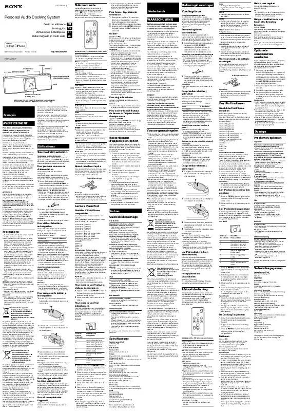 Mode d'emploi SONY RDP-M15IP