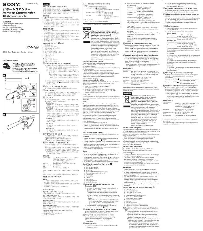 Mode d'emploi SONY RM-1BP