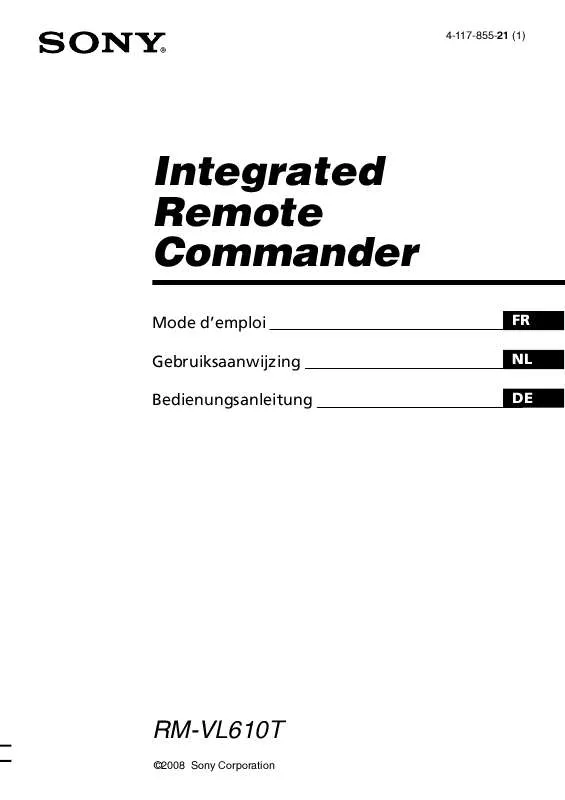 Mode d'emploi SONY RM-VL610T