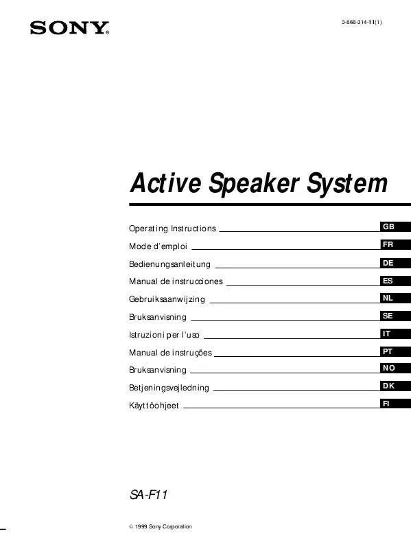 Mode d'emploi SONY SA-F11