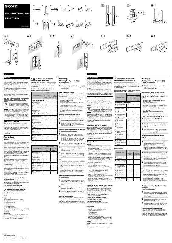 Mode d'emploi SONY SA-FT7ED