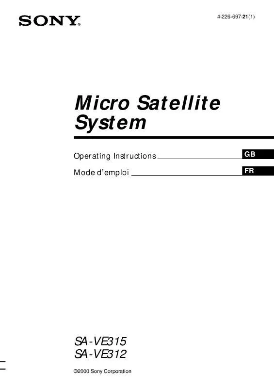 Mode d'emploi SONY SA-VE312