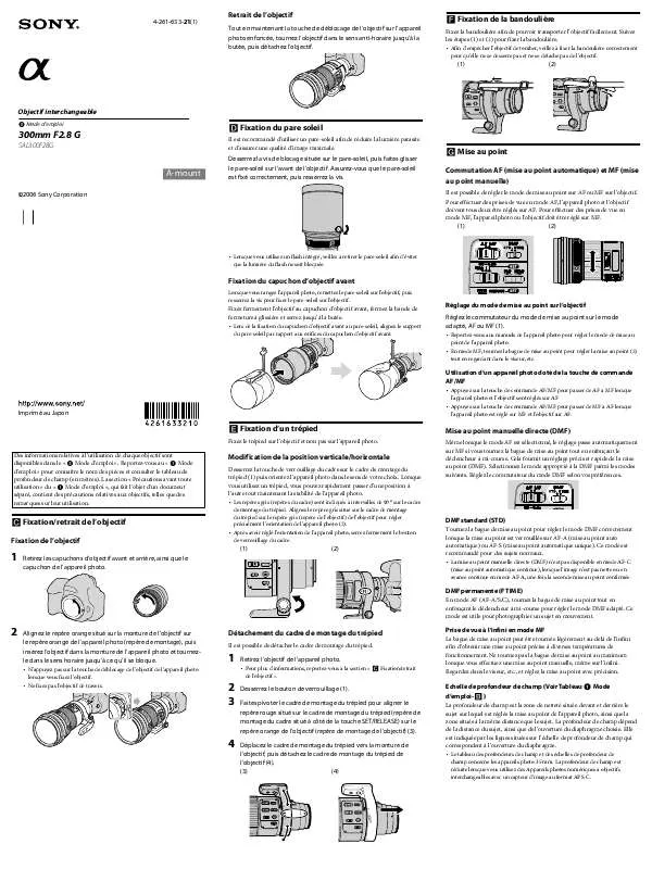 Mode d'emploi SONY SAL-300F28G