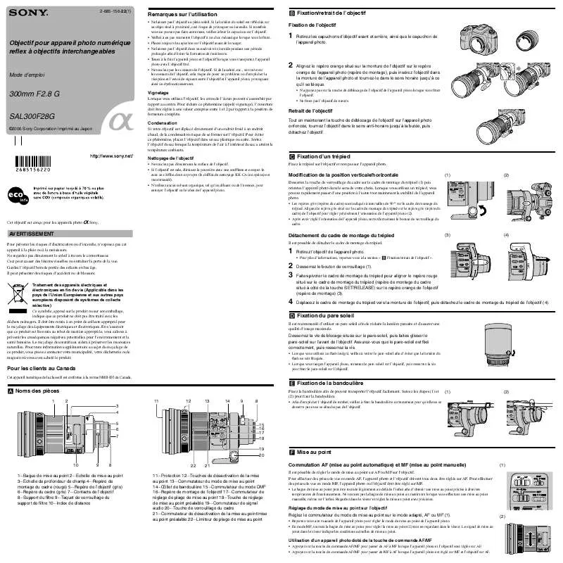 Mode d'emploi SONY SAL300F28G