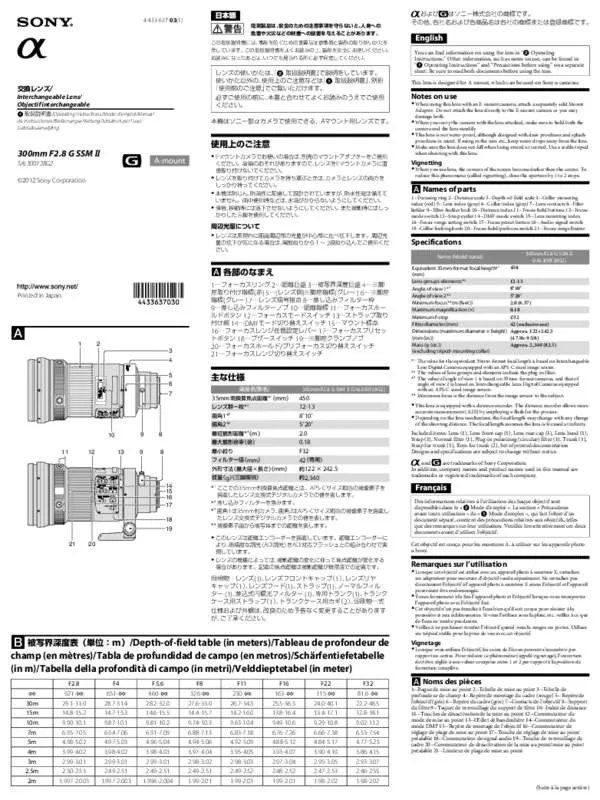 Mode d'emploi SONY SAL300F28G2