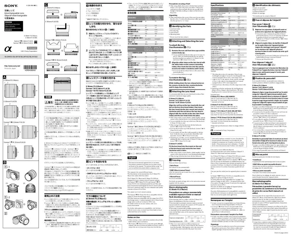 Mode d'emploi SONY SEL35F28Z