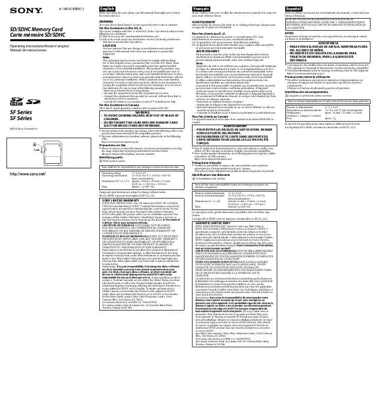 Mode d'emploi SONY SF16UX/TQ