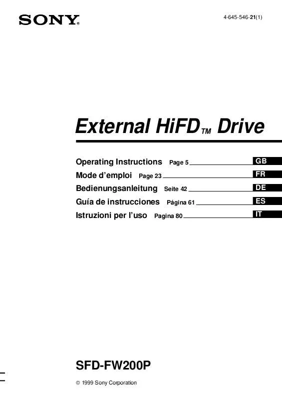 Mode d'emploi SONY SFD-FW200P