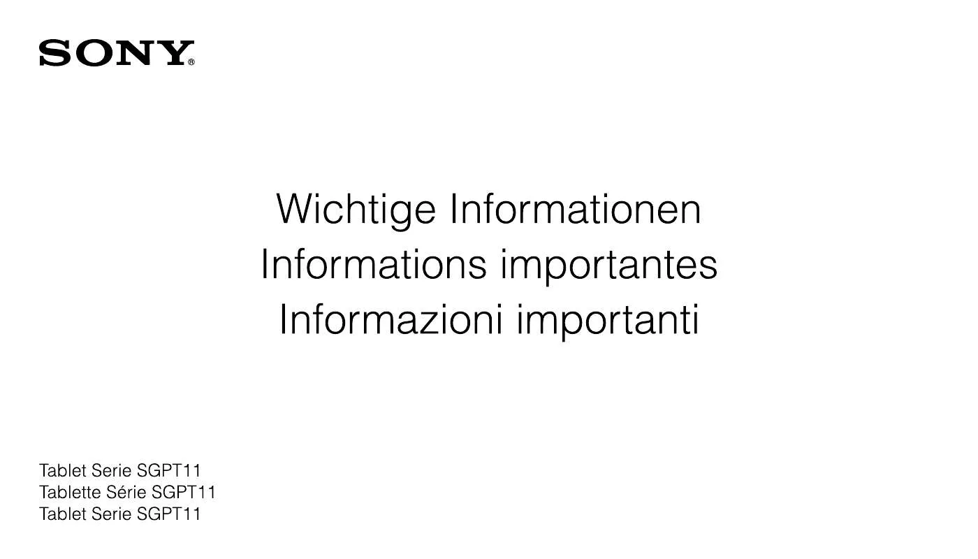 Mode d'emploi SONY SGPT111