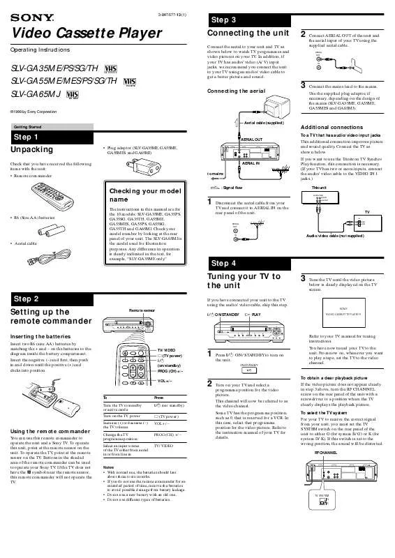 Mode d'emploi SONY SLV-GA55SG