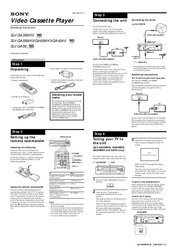 Mode d'emploi SONY SLV-GA59