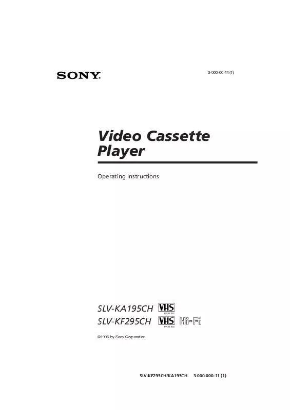 Mode d'emploi SONY SLV-KA195ME