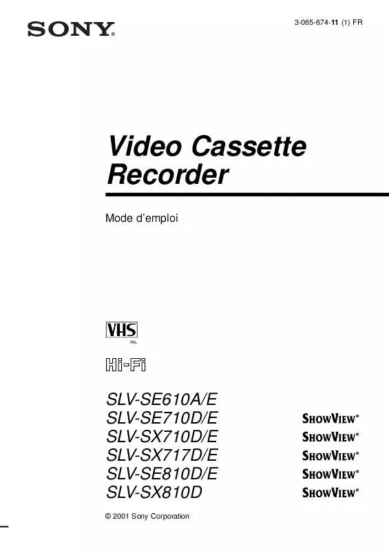 Mode d'emploi SONY SLV-SE610E