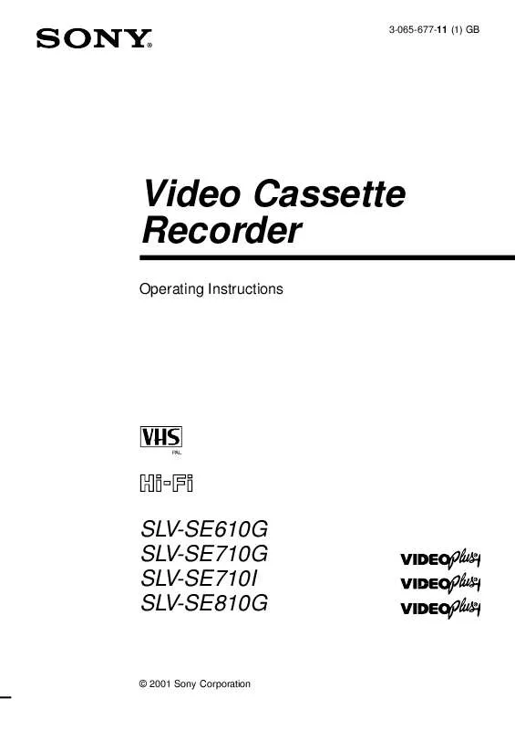 Mode d'emploi SONY SLV-SE610G