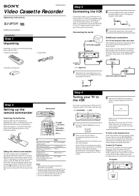 Mode d'emploi SONY SLV-SP70R