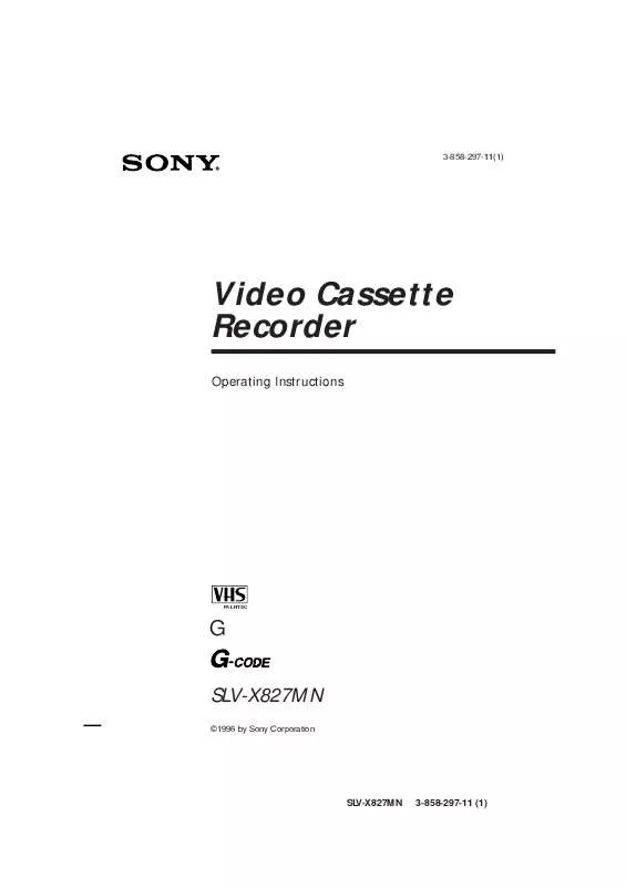 Mode d'emploi SONY SLV-X827MN