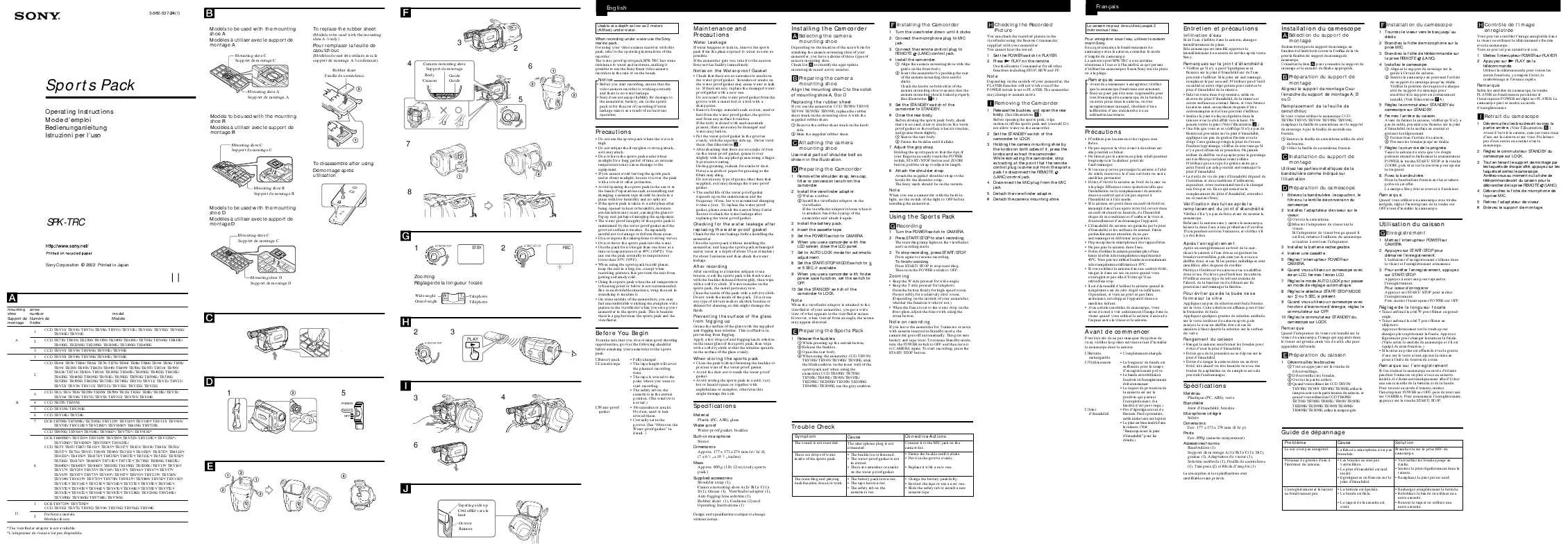 Mode d'emploi SONY SPK-TRC