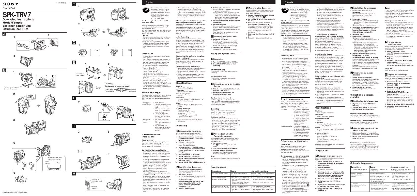 Mode d'emploi SONY SPK-TRV7