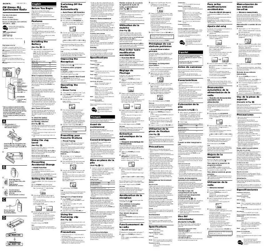 Mode d'emploi SONY SRF-M10