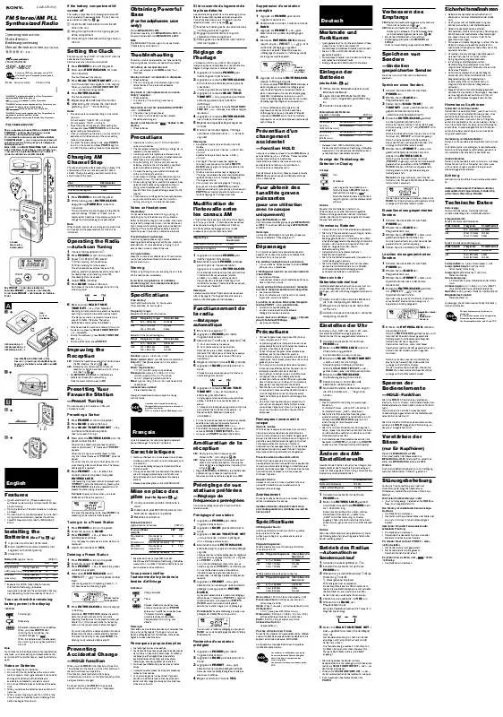 Mode d'emploi SONY SRF-M807